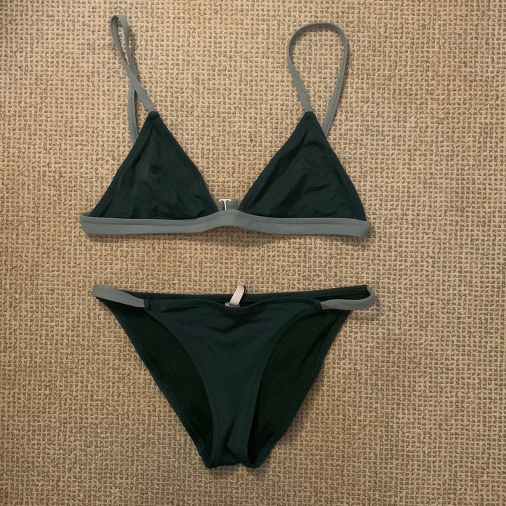 Solid and Striped Morgan Triangle Bikini Top, Two Tone Blue/Green, M
